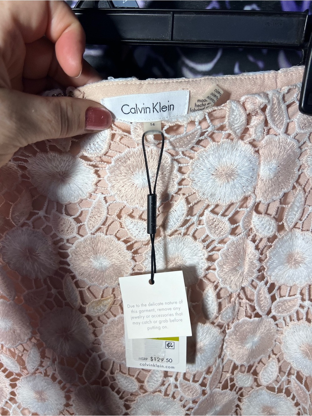 NWT 129$ Msrp Calvin Klein Cream Lace Pencil Skirt - Picture 4 of 5